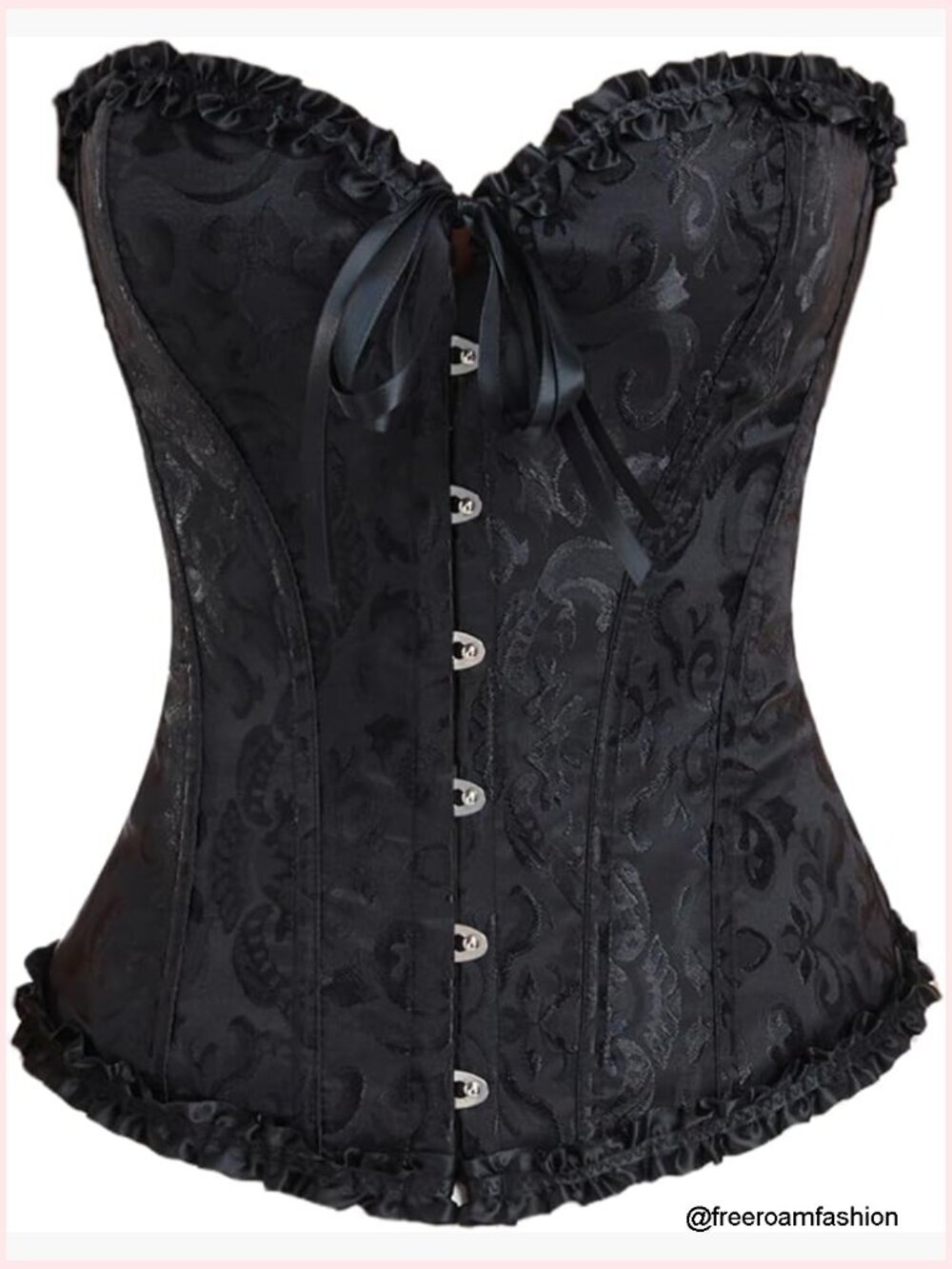 Lace Up Boned Overbust Bustier Corset Top Bodysuit Shapewear